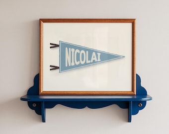 Custom name print pennant, personalized pennant flag name, minimalist wall art, boy nursery wall art, custom name baby gift digital download
