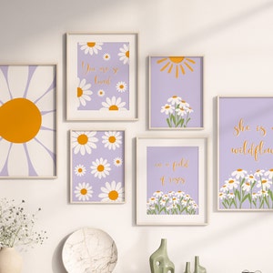 Lilac Daisy Nursery Wall Art Prints: Gallery Set (Digital Download)