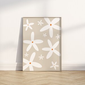 Beige Daisy Nursery Print: Boho Floral Wall Art (Digital Download)
