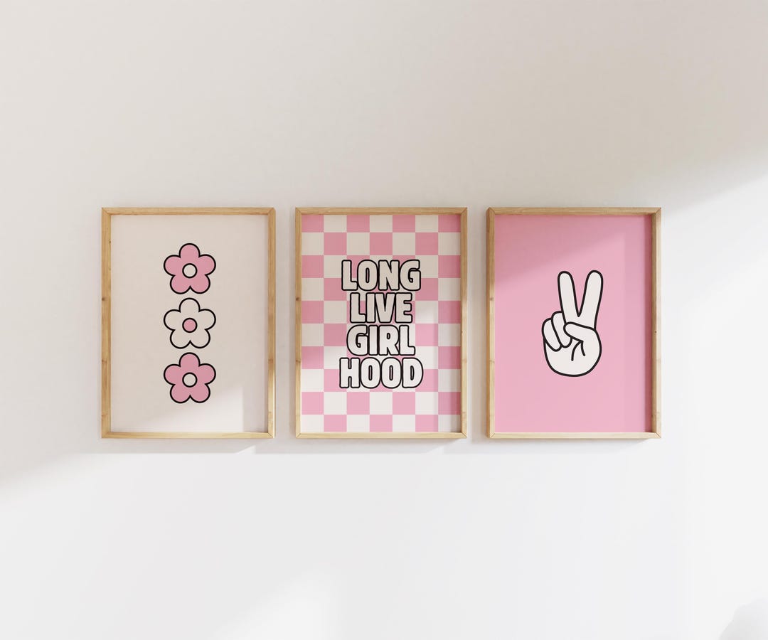 Daisy Nursery Decor: Pink Girl Room Prints, Set of 3 (digital Download ...