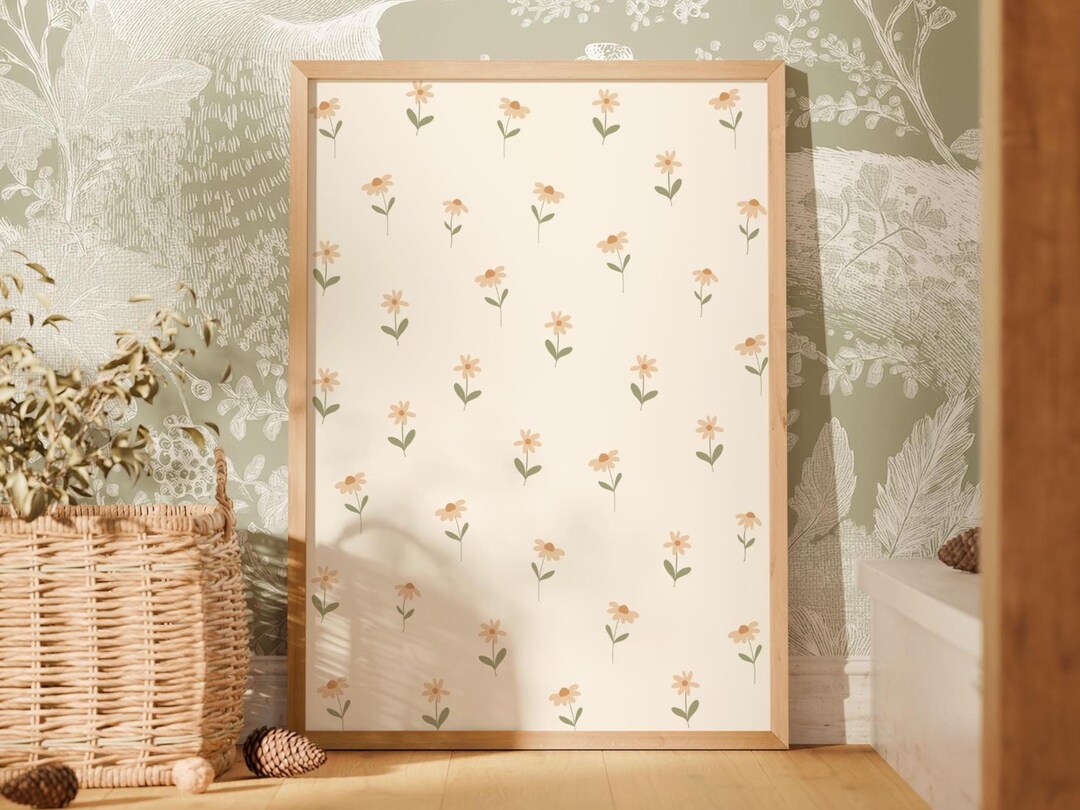 Beige Daisy Nursery Print: Minimalist Floral Wall Art (digital Download ...