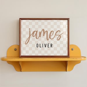 Custom name print, boy nursery decor, personalized name sign, kids beige wall art, boy room wall art, custom name baby gift digital download
