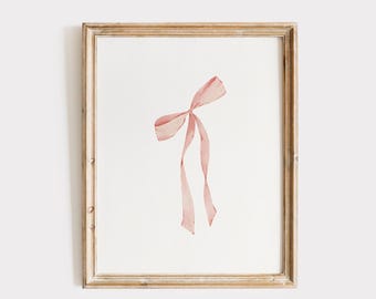 Pink Bow Nursery Print: Vintage Cottagecore Wall Art (Digital Download)