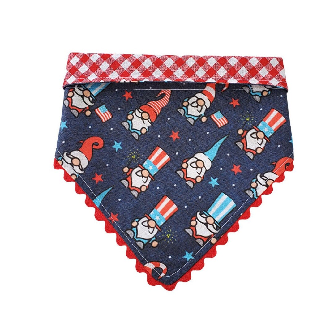 Reversible Dog Bandana Summer Dog Bandana Patriotic Gnome Dog Bandana