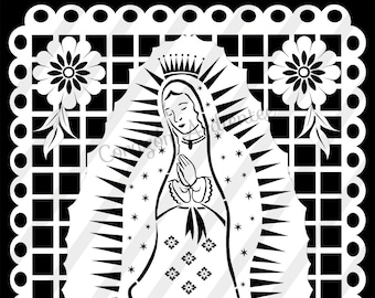 Guadalupe Virgin 5 Files Papel picado Clip Art Instant Download Digital Sheet Printable Digital Flowers Angel 2 jpg 3 png Scrapbooking.