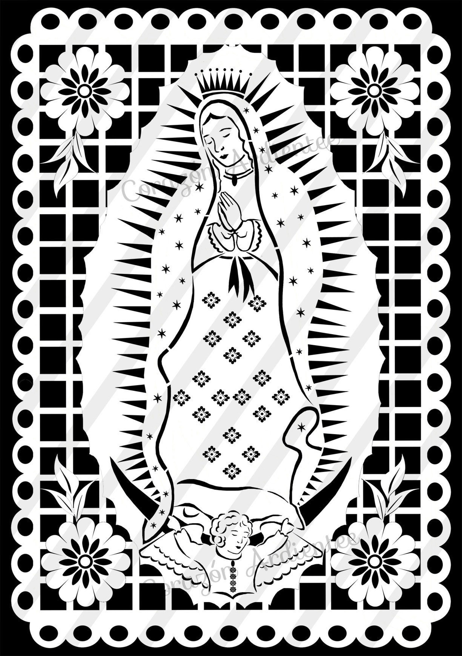 Guadalupe Virgin 5 Files Papel Picado Clip Art Instant Download Digital