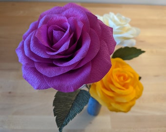 Downloadable Fine Crepe Paper Rose Template/PDF Printable Download/DIY Paper Flower Template/Paper Rose Template/Paper Flower Tutorial