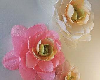 Downloadable Wall Ranunculus Template/DIY Crepe Paper Wall Flower/Paper Flower Wall Decor /PDF Printable Template/Paper Flower Tutorial