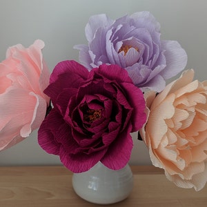 Modello scaricabile di peonia in carta crespa/PDF stampabile da scaricare/Modello fai da te per fiori di carta/Modello di peonia in carta/Tutorial per fiori di carta