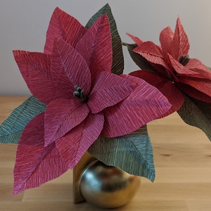 Modello scaricabile di Poinsettia in carta crespa/PDF stampabile da scaricare/Modello fai da te per fiori di carta/Modello di Poinsettia in carta/Tutorial per fiori
