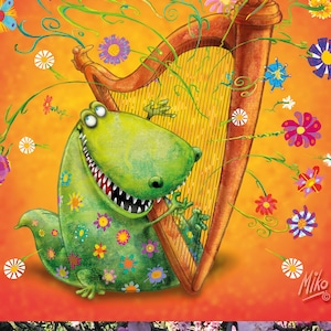 Pleurage! Le Crocodile le plus cool dégustant le jazz sur une harpe apaisante! Jouez vite et rendez-le accrocheur!