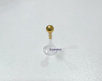 Labret BIOFLEX : 16 g, bille en acier chirurgical 3 mm, piercing tragus peau sensible