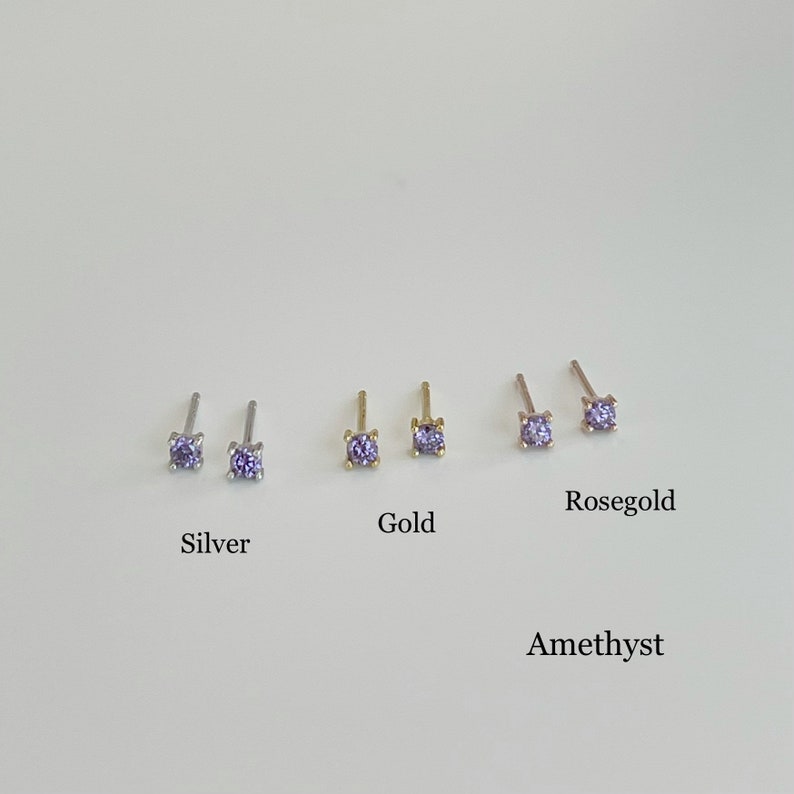 Pendientes estándar Teeny Tiny CZ PAR, 1,5 mm/2 mm/2,5 mm/3 mm CZ Studs 92,5 pendientes de plata de ley con espaldas de mariposa, pendientes minimalistas imagen 7