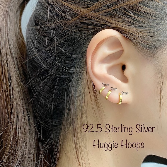 Tiny Flat Huggie Hoop Earring single or Pair Flat Gold Hoop 14k Gold Plated Sterling Silver Hoop Helix Rook Tragus Cartilage Etsy Canada