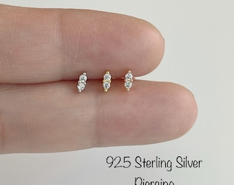 Tiny Twin CZ Sterling Silver Piercing: Cartilage Helix Tragus (Single)