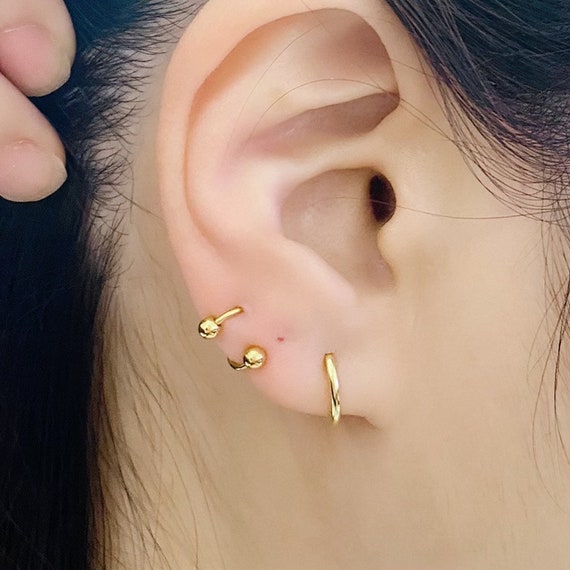 18g 20g 316L Surgical Steel Spiral Piercing single Gold 6mm 8mm