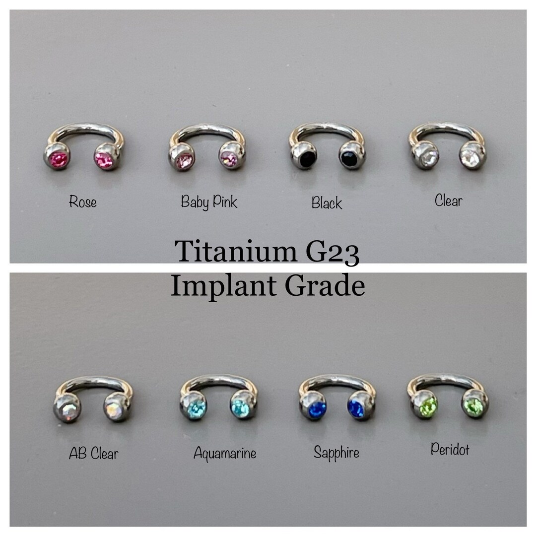16g Tiny 6mm CZ Horseshoe Grade Solid Titanium, Titanium 6AL4VELI