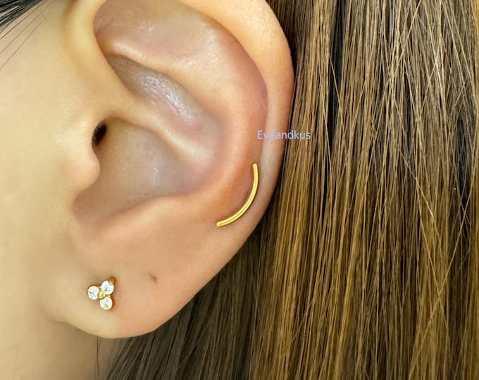 16g Plain Curved Bar Internally Threaded Labret, 6AL-4V-ELI-ASTM-F136 titanium