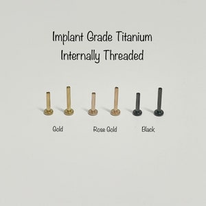 20g 18g 16g Gold/Rosegold/Black 3mm Disc Implant Grade Titanium Internally Threaded Labret Replacement