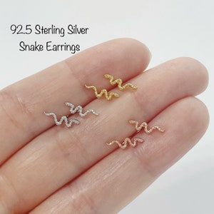 Tiny Snake stud earrings (Pair), 14k Gold plated Sterling Silver Snake Earrings, 925 Sterling Silver Minimalist earrings