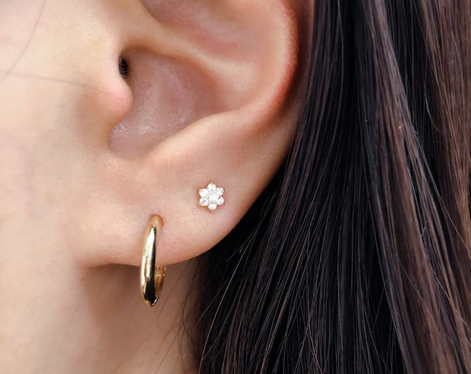 14k Solid Gold Huggie Hoops, 12mm 14k Solid Gold Huggie Hoops (PAIR)