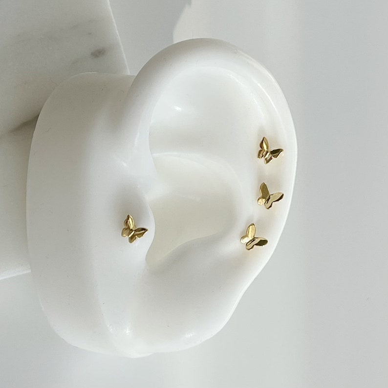 16g Tiny Butterfly Piercing Single 316L Surgical Steel Etsy