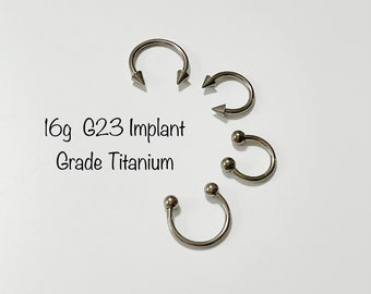 16g Implant Grade Titanium Horseshoe: Silver Rook Helix Hoop