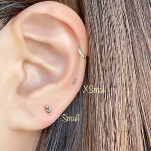 Teeny Tiny Duet BLACK CZ Piercing (Single), Minimalist 92.5 Sterling Silver piercing, Cartilage, Helix, Mid Helix, Upper Lobe