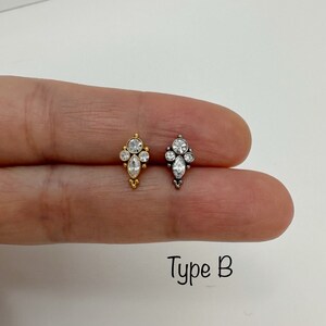 Dainty Titanium Cluster Labret: Boho Teardrop Piercing - 20g/18g/16g - Etsy