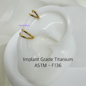 Titanium Double Clicker, ASTM F-136 Titanium V shaped hoop, 100% nickel free - Helix Hoop, Nose, Conch, Cartilage