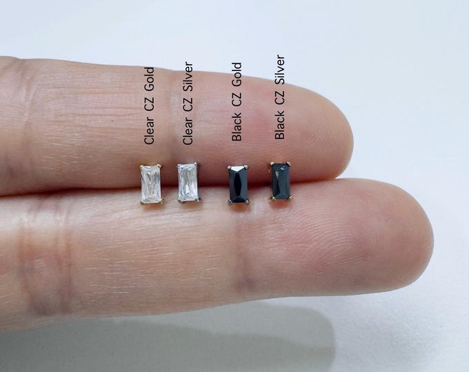 20g 18g 16g Dainty Baguette CZ Push In Prong Setting Implant Grade Titanium