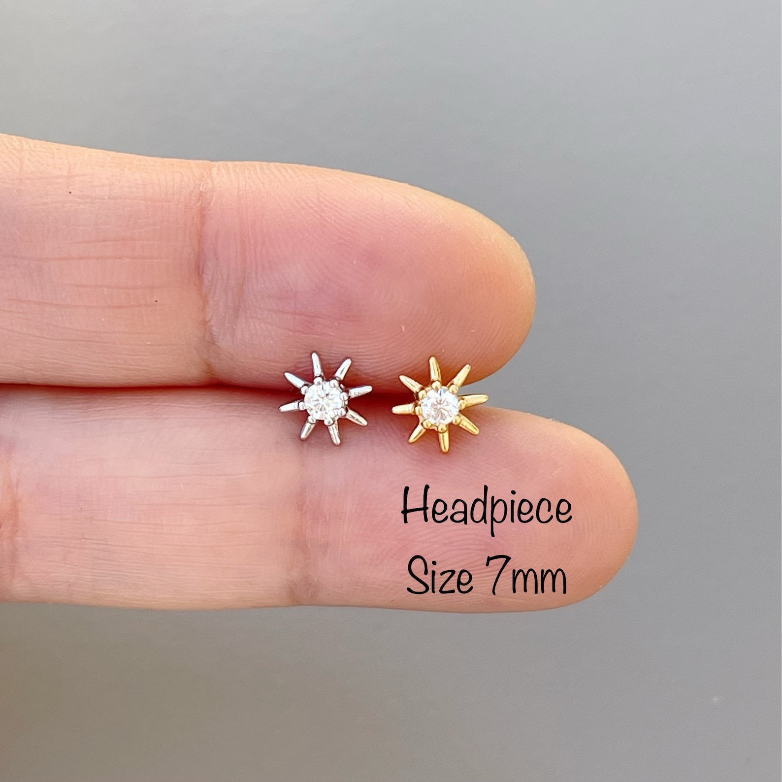 18g Dainty Starburst Piercing single Screw Ball End Etsy