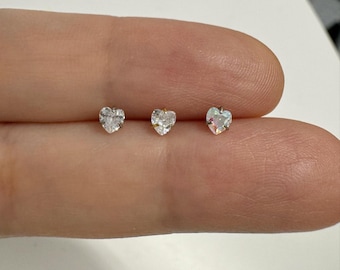 Tiny Heart CZ Titanium Labret: Tragus, Cartilage, Helix, Nose Piercing