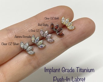 Crystal Fan Top Implant Grade Titanium Labret: Conch Piercing