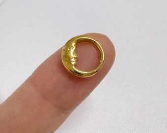 16g 8mm Luna Moon Face 316L Surgical Steel Segment Hoop Clicker, Septum, Daith clicker