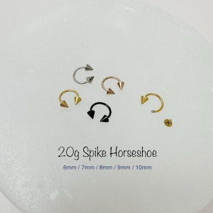 20g Spike Horseshoe piercing(Single), Septum Ring, Nose Ring, Cartilage, Rook, Helix