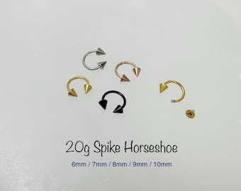 20g Spike Horseshoe piercing(Single), Septum Ring, Nose Ring, Cartilage, Rook, Helix