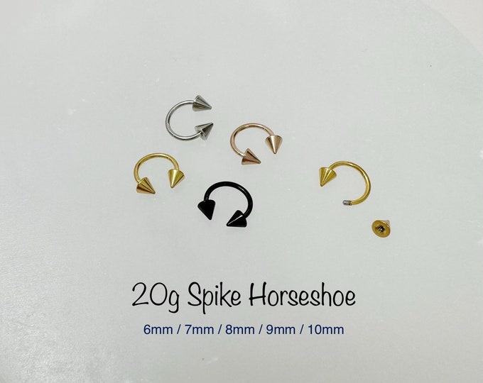 20g Spike Horseshoe piercing(Single), Septum Ring, Nose Ring, Cartilage, Rook, Helix
