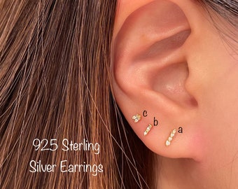 Dainty Stud Earrings (Pair), 925 Sterling Silver Earrings, Minimalist earrings