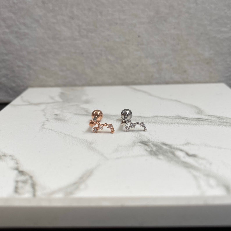 16g Tiny constellation piercing Helix Zodiac Piercing Tragus Star Sign Piercing Cartilage Piercing Single