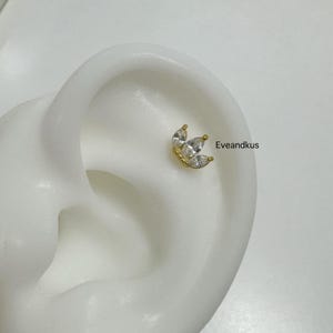 Marquise CZ Surgical Steel Labret: Threadless Tragus Helix Piercing