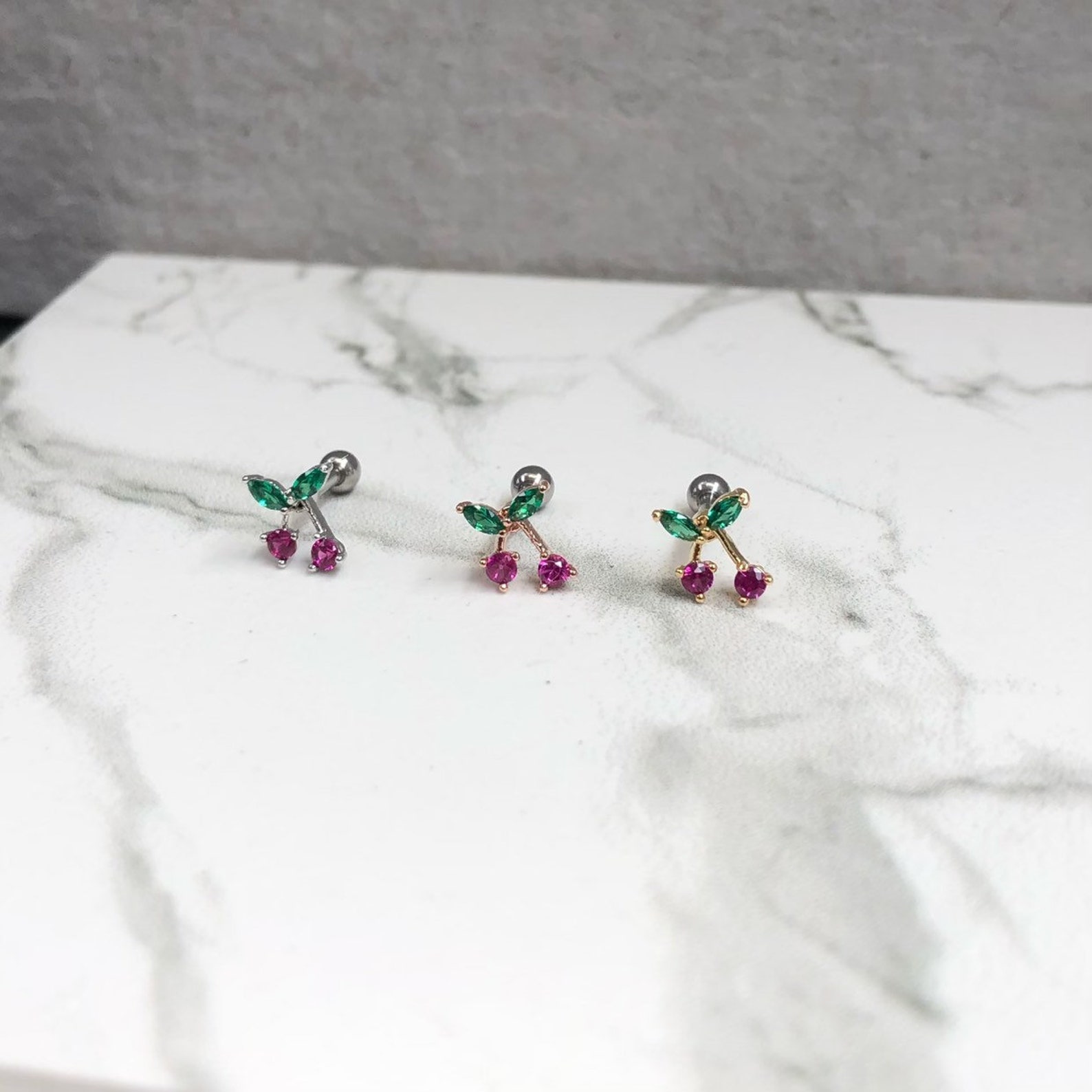 Tiny Cherry Piercing Tragus Piercing Cartilage Tragus Etsy