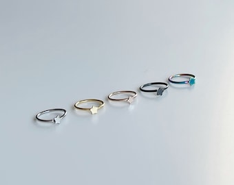 20g Tiny Star Thin Wire Hoop (Single), 316L Surgical Steel Annealed rounded ends cut rings, Cartilage, Nose, Tragus