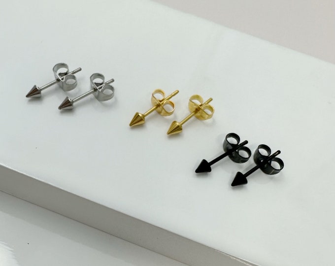 Spike earrings 316L Surgical Steel gold/silver/black spike earrings, Minimalist earrings