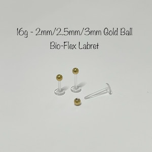 16g Gold Ball Bio-Flex Labret: Helix, Tragus Piercing