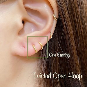 Twisted Open Hoop Earrings: 14k Gold Vermeil, Sterling Silver