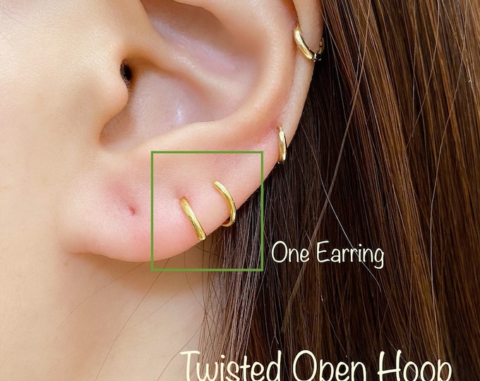 Twisted Open Hoop Earrings (Pair), 14k Gold PTL Sterling Silver, Vermeil Open Hoop, Minimalist Earrings
