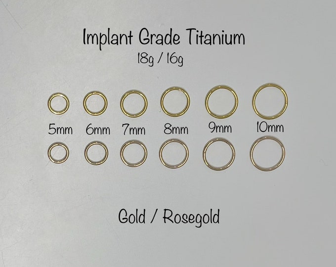 18g 16g Basic Hoop, Implant Grade Titanium Seamless Hinged Clicker, ASTM F-136 Titanium Segment Ring, Helix Hoop, Nose, Conch
