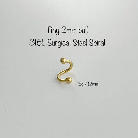 316L Surgical Steel High Polished Spiral Cartilage Helix Hoop with Ball Ends 316L Surgical Steel High Polished Spiral Cartilage Helix Hoop with Ball Ends