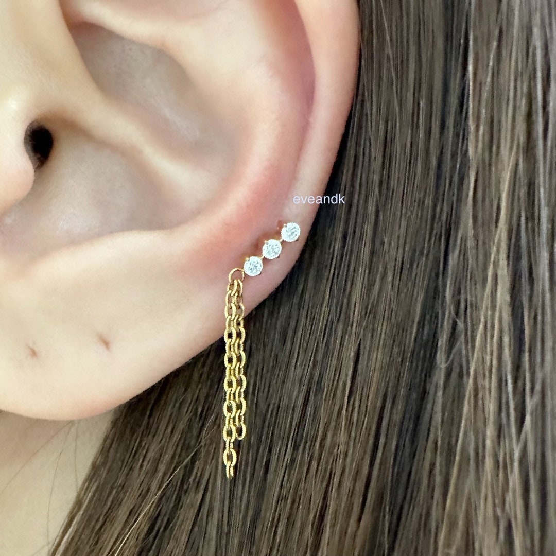 Titanium CZ Bar Dangle Labret: 16g Helix Tragus Earring - Etsy